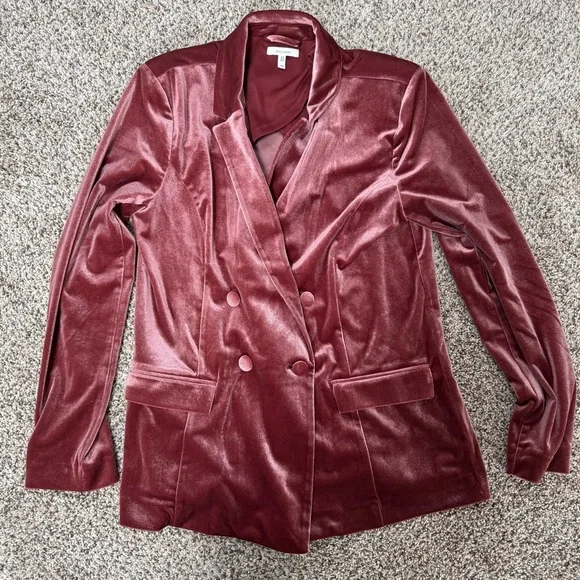Maurices pink/red Velvet Suit Jacket with Oversized Fit - Picture 1 of 3